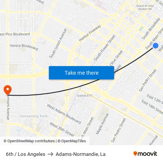 6th / Los Angeles to Adams-Normandie, La map