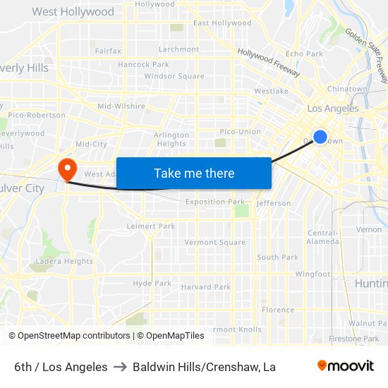 6th / Los Angeles to Baldwin Hills/Crenshaw, La map