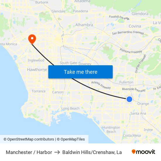Manchester / Harbor to Baldwin Hills/Crenshaw, La map