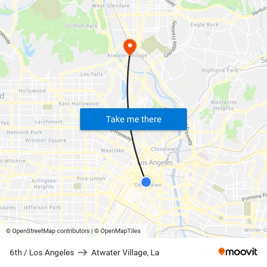 6th / Los Angeles to Atwater Village, La map