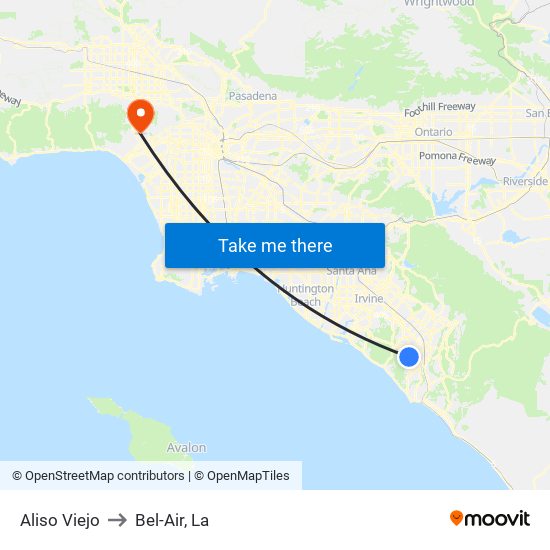 Aliso Viejo to Bel-Air, La map