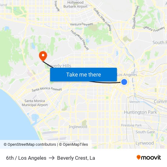 6th / Los Angeles to Beverly Crest, La map