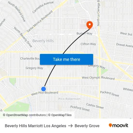 Beverly Hills Marriott Los Angeles to Beverly Grove map