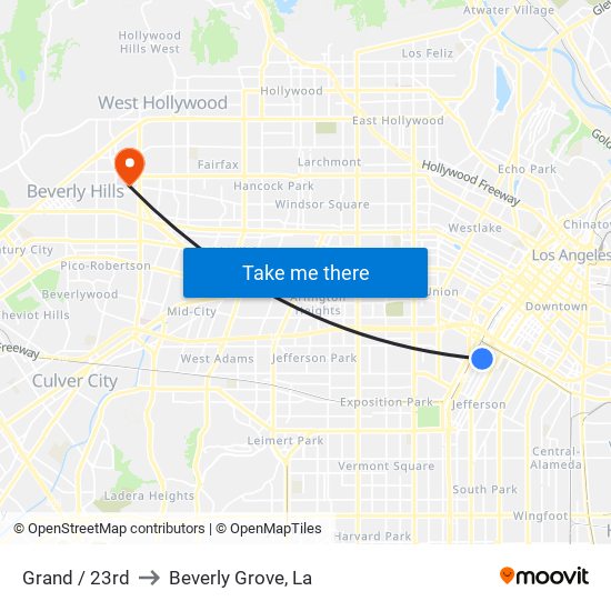 Grand / 23rd to Beverly Grove, La map