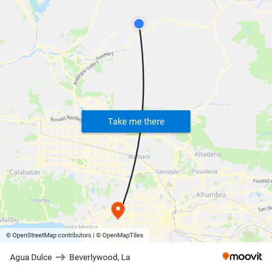 Agua Dulce to Beverlywood, La map