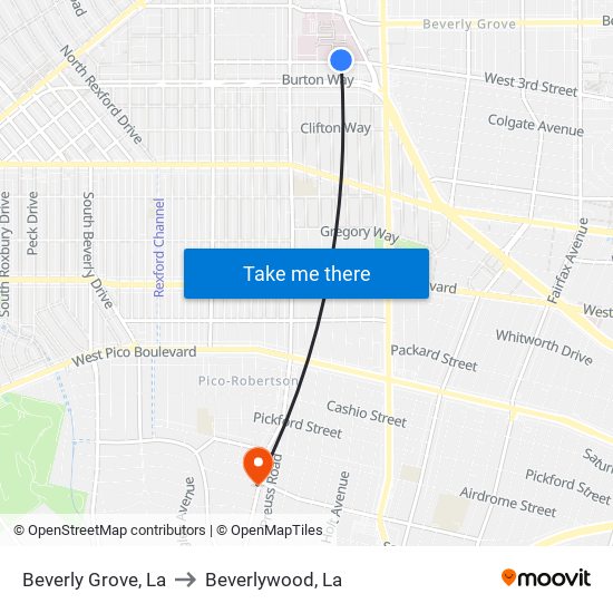 Beverly Grove, La to Beverlywood, La map