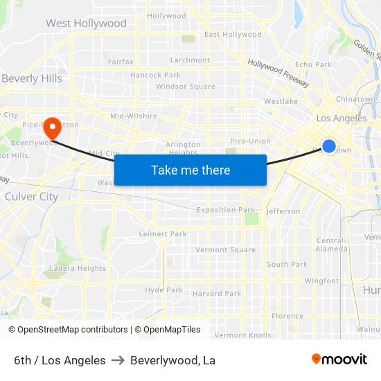 6th / Los Angeles to Beverlywood, La map