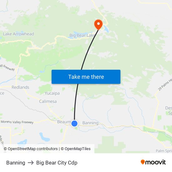 Banning to Big Bear City Cdp map