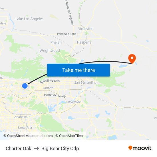 Charter Oak to Big Bear City Cdp map