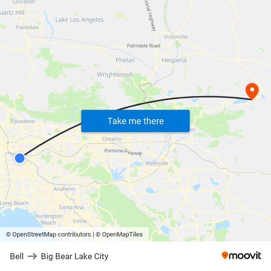 Bell to Big Bear Lake City map
