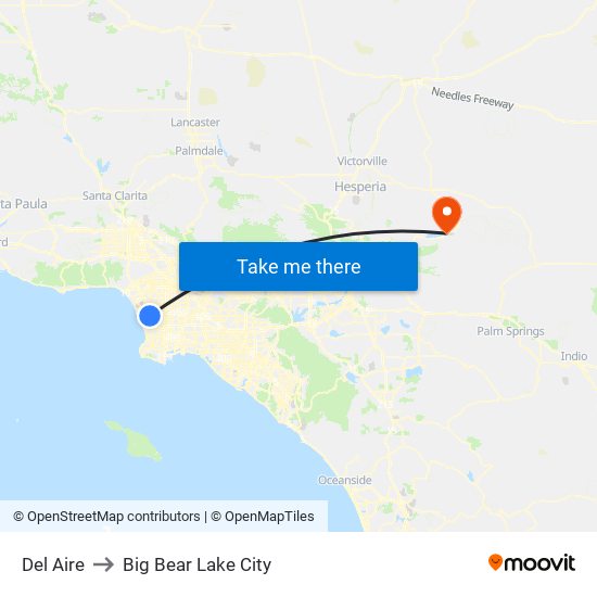 Del Aire to Big Bear Lake City map