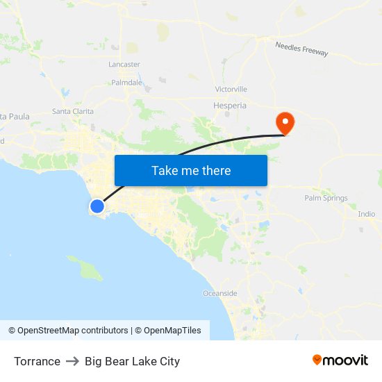 Torrance to Big Bear Lake City map