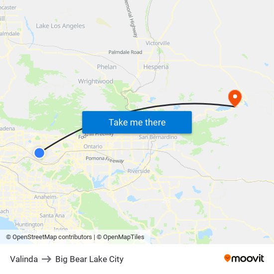 Valinda to Big Bear Lake City map