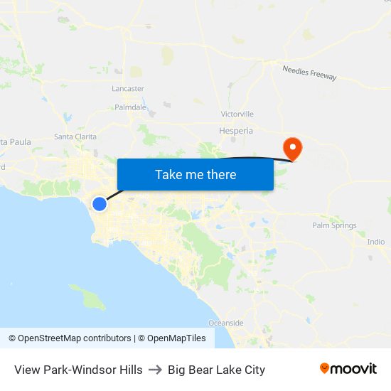 View Park-Windsor Hills to Big Bear Lake City map