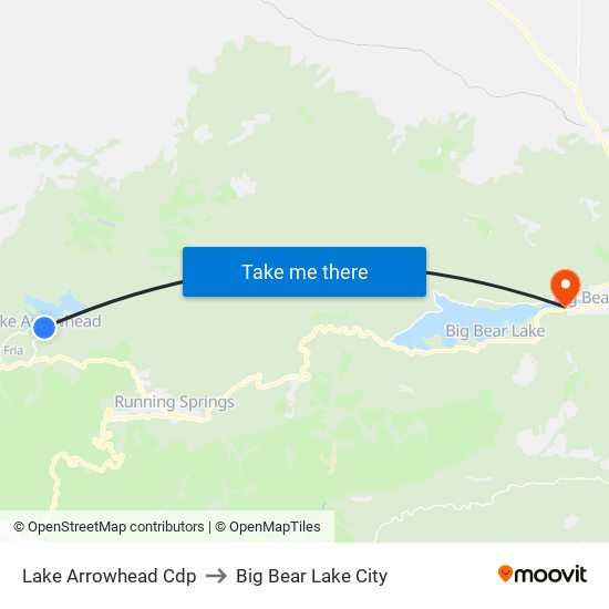 Lake Arrowhead Cdp to Big Bear Lake City map