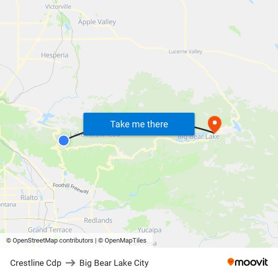 Crestline Cdp to Big Bear Lake City map