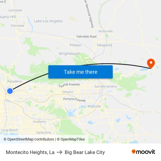 Montecito Heights, La to Big Bear Lake City map