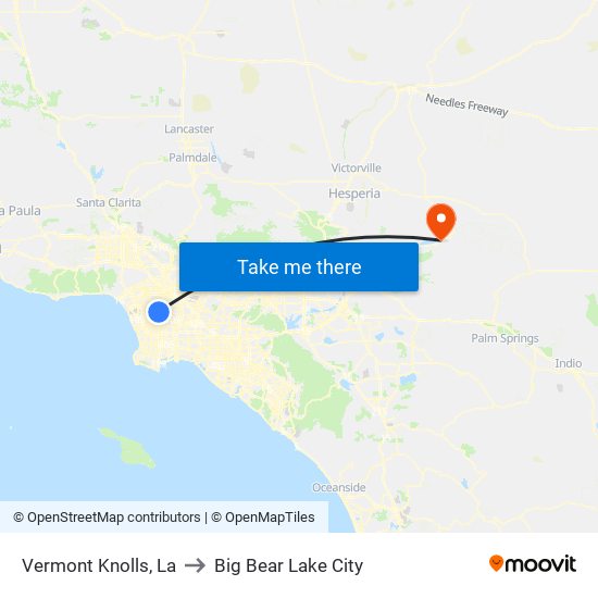 Vermont Knolls, La to Big Bear Lake City map