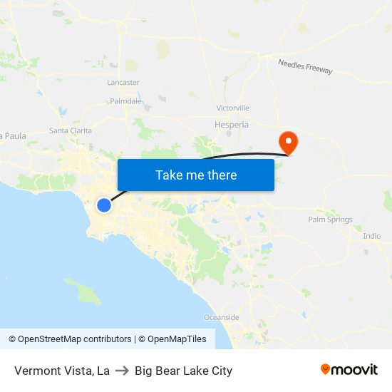 Vermont Vista, La to Big Bear Lake City map