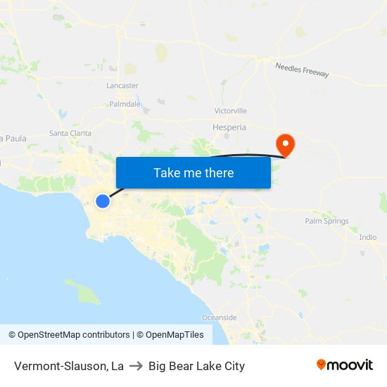 Vermont-Slauson, La to Big Bear Lake City map