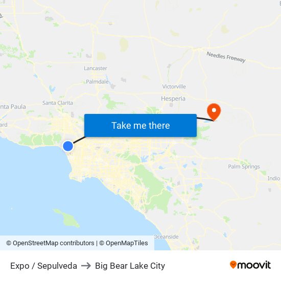 Expo / Sepulveda to Big Bear Lake City map