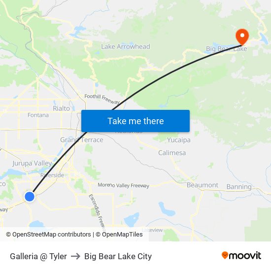 Galleria @ Tyler to Big Bear Lake City map