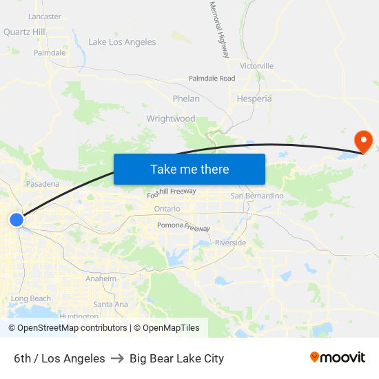 6th / Los Angeles to Big Bear Lake City map