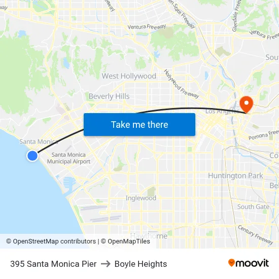 395 Santa Monica Pier to Boyle Heights map
