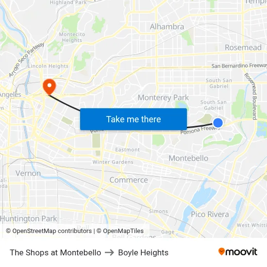 The Shops at Montebello to Boyle Heights map