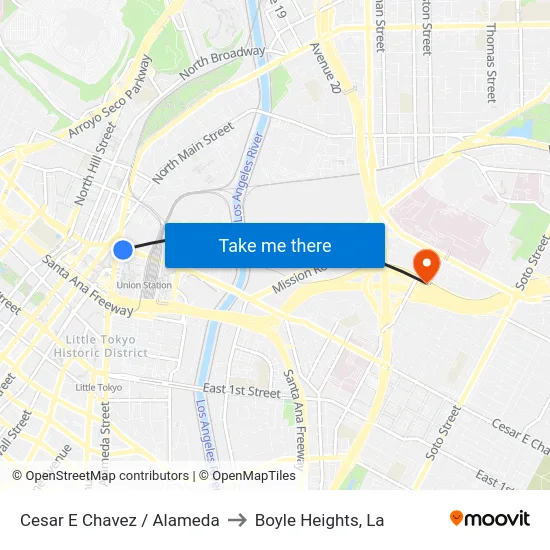 Cesar E Chavez / Alameda to Boyle Heights, La map