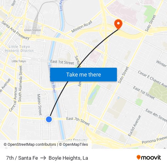 7th / Santa Fe to Boyle Heights, La map