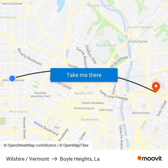 Wilshire / Vermont to Boyle Heights, La map