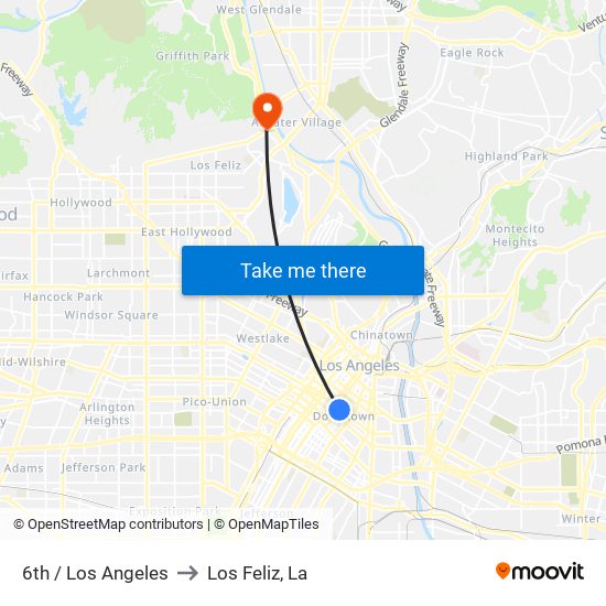 6th / Los Angeles to Los Feliz, La map