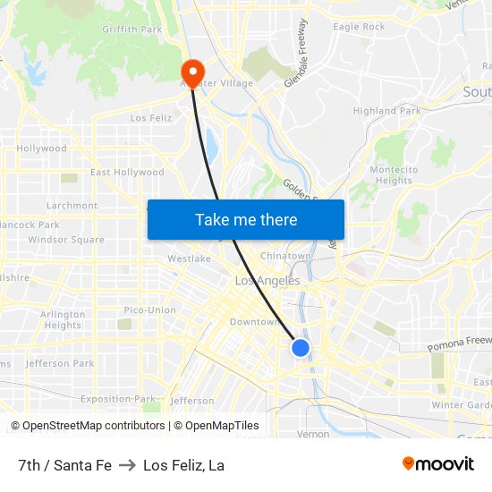 7th / Santa Fe to Los Feliz, La map