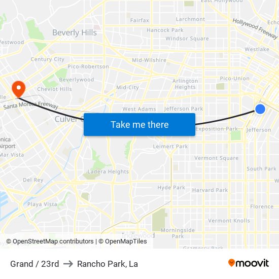 Grand / 23rd to Rancho Park, La map