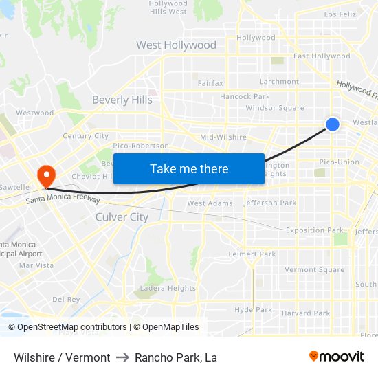 Wilshire / Vermont to Rancho Park, La map