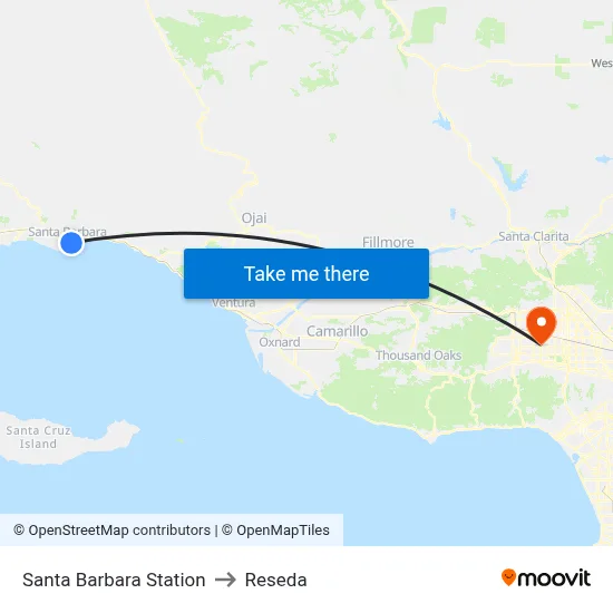 Santa Barbara Station to Reseda map