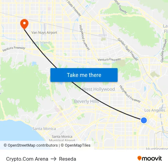 Crypto.Com Arena to Reseda map