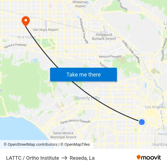 LATTC / Ortho Institute to Reseda, La map