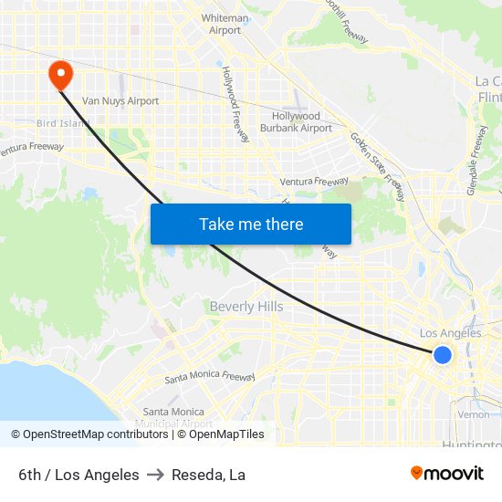 6th / Los Angeles to Reseda, La map