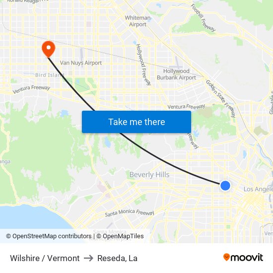 Wilshire / Vermont to Reseda, La map