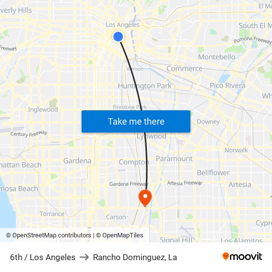 6th / Los Angeles to Rancho Dominguez, La map