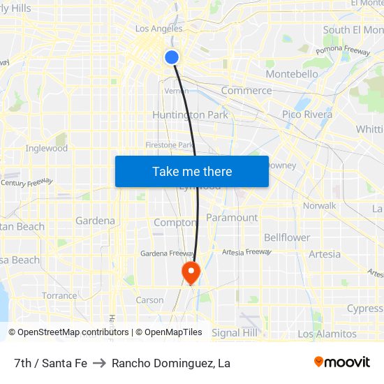 7th / Santa Fe to Rancho Dominguez, La map