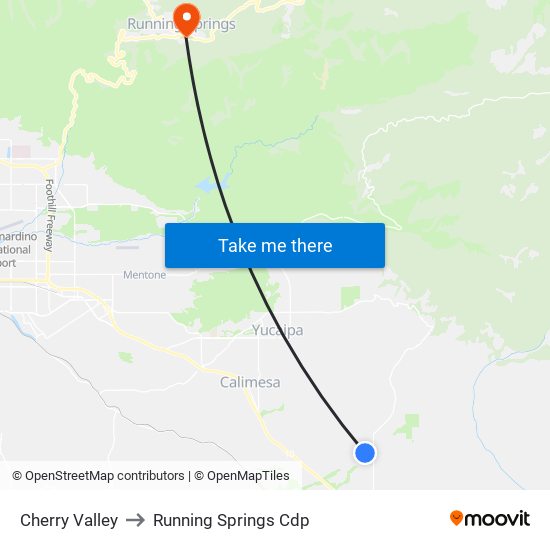 Cherry Valley to Running Springs Cdp map