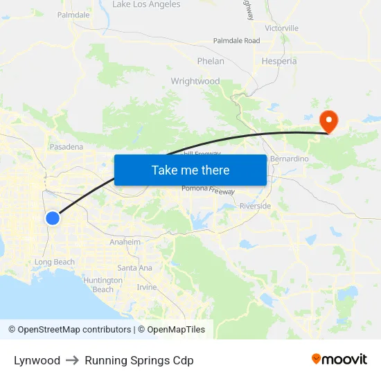Lynwood to Running Springs Cdp map