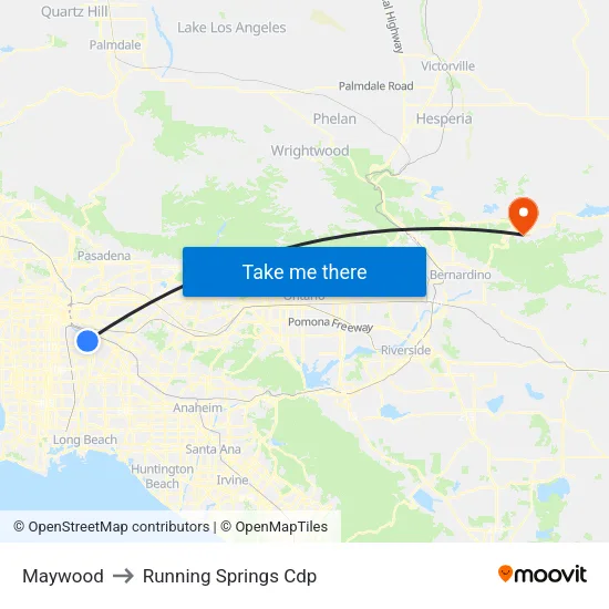 Maywood to Running Springs Cdp map