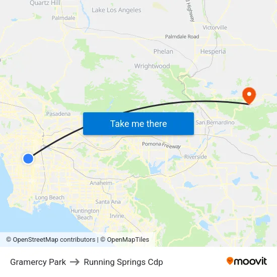 Gramercy Park to Running Springs Cdp map