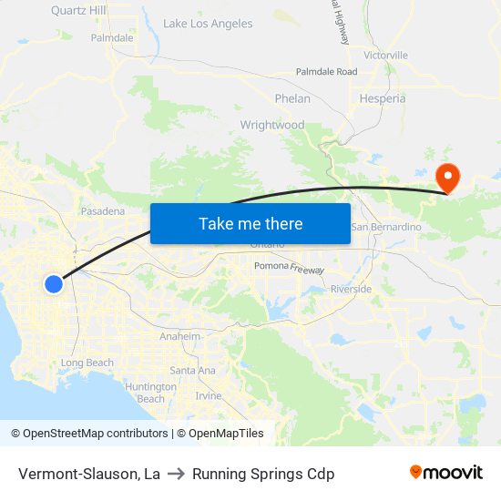 Vermont-Slauson, La to Running Springs Cdp map