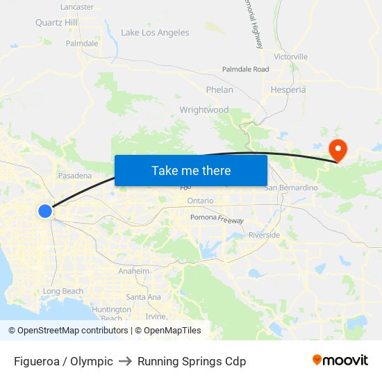 Figueroa / Olympic to Running Springs Cdp map