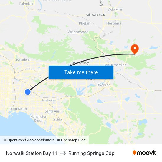 Norwalk Station Bay 11 to Running Springs Cdp map